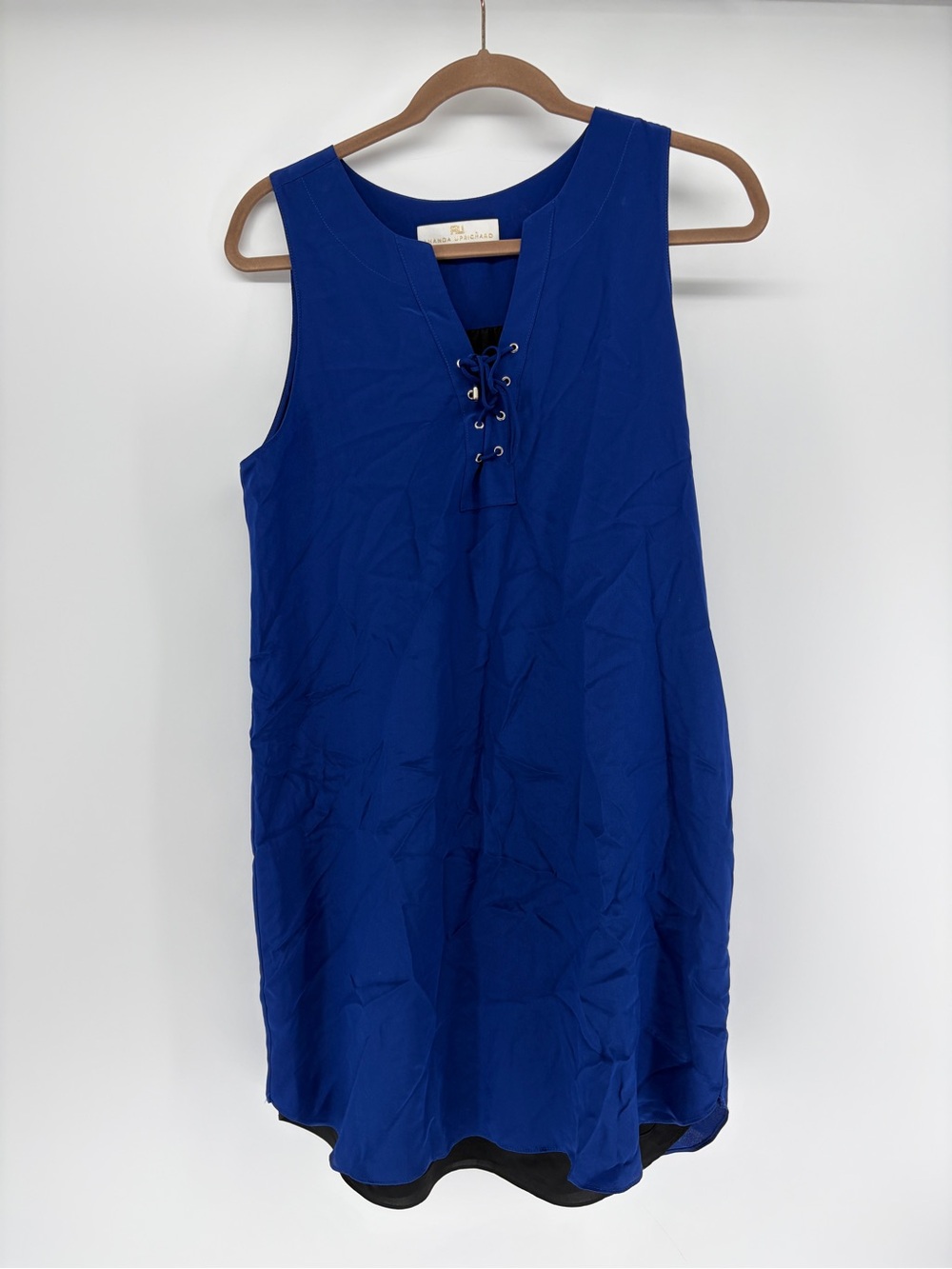 Amanda Uprichard Silk Sleeveless Lace-Up Shift Dress - Royal Blue Small